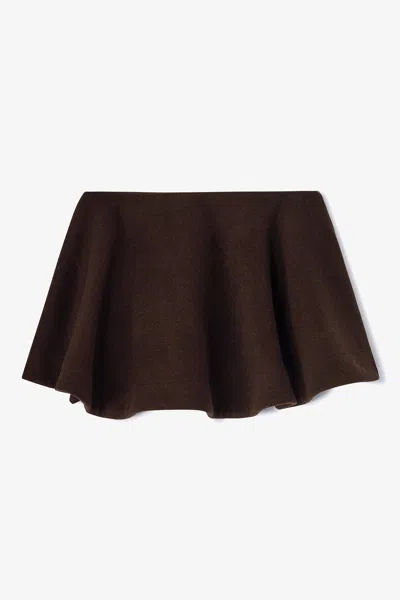Ganni Womens Demitasse Peacoat Flared Wool-blend Mini Skirt In Brown