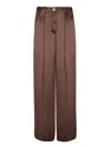 Ganni Brown Washed Satin Flared Trousers In Brown