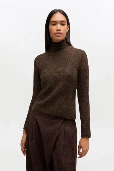 Ganni Brown Sheer Turtleneck