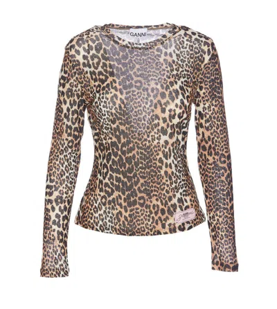 GANNI GANNI LEOPARD PRINT T-SHIRT