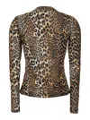 Ganni Brown Top With All-over Leopard Motif