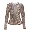 Ganni Knitwear Crewneck Leopard Print Long Sleeves