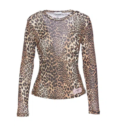 GANNI GANNI LEOPARD PRINT T-SHIRT