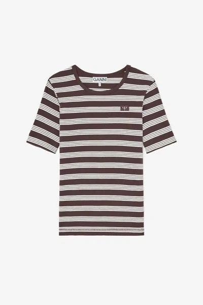 Ganni Brown T-shirt In Black