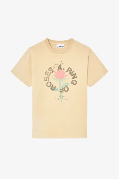 Ganni Recycled Cotton Organic Cotton T-shirt In Brown