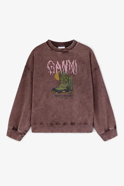 Ganni Brown Vintage Wash Sweatshirt - Size 2xl Organic Cotton