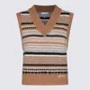 Ganni Striped Soft Alpaca Blend Vest In Brown