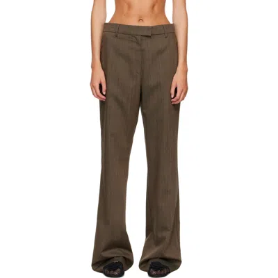 Ganni Brown Pinstripe Wool Trousers