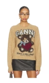 Ganni Printed Alpaca Wool Blend Sweater In Neutral