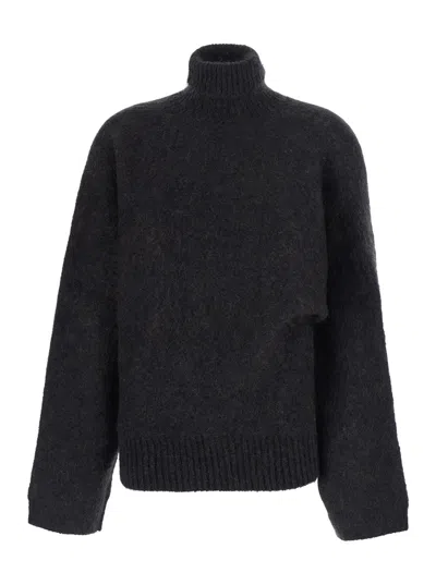 Ganni Brushed Mohair Batwing Turtleneck Sweater In Multi