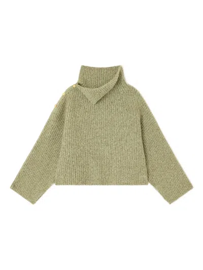 Ganni Brushed Sweater In Green