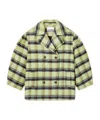 Ganni Brushed Wool Check Midi Coat In Multi