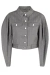 Ganni Brushed Wool Stripe Jacket In Gray