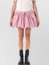 Ganni Bubble Flared Cotton Skirt With Drawstring Waist In Pink