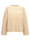 Ganni Beige Bubble Knit Worked Sweater