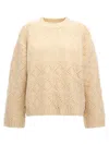 Ganni Beige Bubble Knit Worked Sweater In Nude & Neutrals