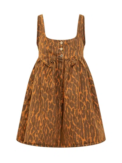 Ganni Bubble Mini Dress In Autumn Maple
