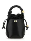 Ganni Bou Bucket Mini Crinkle Oleatex Handbags Black
