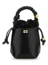 Ganni Bou Bucket Mini Crinkle Oleatex Handbags Black In Black