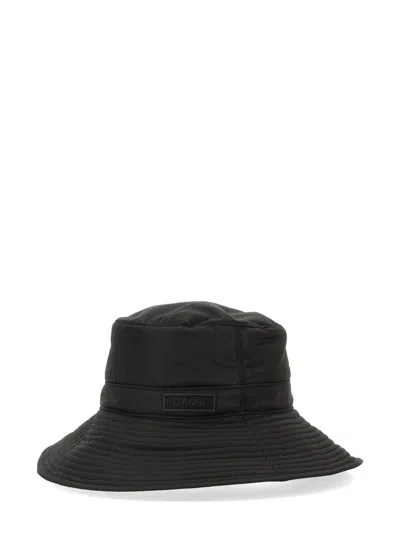 GANNI GANNI BUCKET HAT WITH LOGO