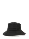 Ganni Yellow Stitch Bucket Hat Cr In Black