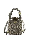 Ganni Bou Mini Python-effect Grained Leather Bucket Bag