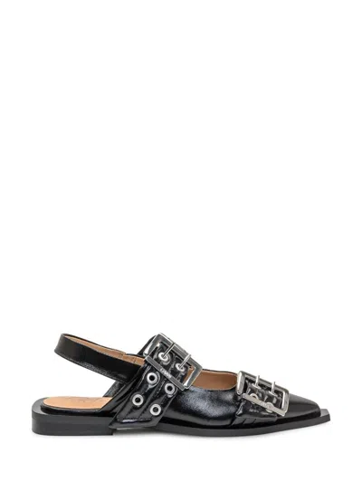 Ganni Buckle Ballerina In Black