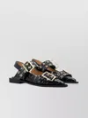 Ganni Buckle Ballerina Crocodile-effect Slingback Flats