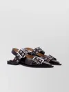 Ganni Embellished Glossed Recycled Point-toe Slingback Flats In Black