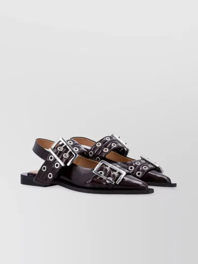 GANNI BUCKLE BALLERINA EYELET EMBELLISHMENTS