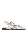 Ganni Buckle Metallic Ballerinas In Silver