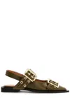 Ganni Ballerina With Buckle In Green