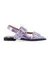 Ganni Women's Metallic Feminine Buckle Ballerinas Sneaker In Pink Lavander