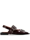 Ganni Feminine Buckle Eco-leather Slingback Pumps In Red