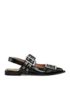 Ganni Buckle Ballerinas In Black