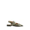 Ganni Buckle-embellished Pointed-toe Flat Pumps
