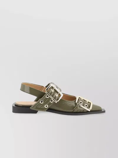 GANNI BUCKLE BALLERINAS SLINGBACK STRAP