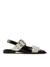 Ganni Black And White Slingback Ballerina Flats With Buckles In White