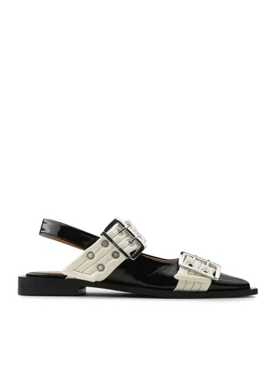 GANNI BUCKLE-DETAIL BALLET FLATS