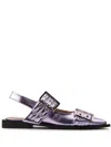 Ganni Women's Metallic Feminine Buckle Ballerinas Sneaker In Purple