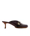 Ganni Sue Heeled Croco Mules Chocolate Fondant In Black