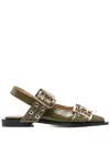 Ganni Ballerina With Buckle In 绿色