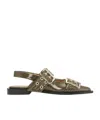 Ganni Ballerina With Buckle In Green
