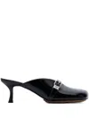 Ganni Buckle Heeled Mules In Black