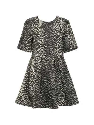 Ganni Leopard-print Minidress In Animal Print
