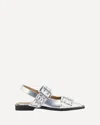 Ganni Silver Slingback Ballet Flat Shoe With Buckles
