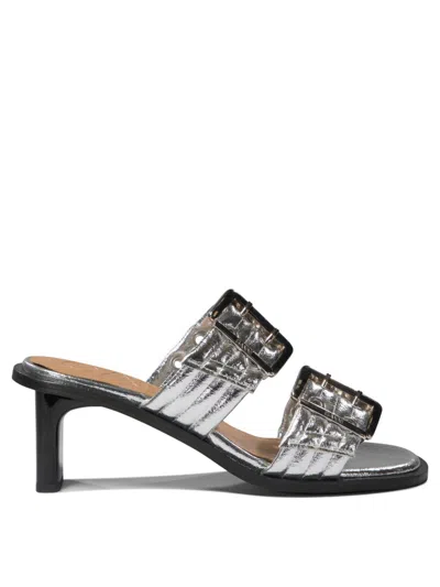Ganni "buckle" Mules In Gray