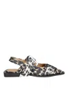 Ganni Leopard Satin Feminine Buckle Ballerinas In Black