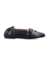 Ganni Buckle Strap Ballerinas With Rounded Square Toe In Blue