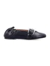 Ganni Buckle Strap Ballerinas With Rounded Square Toe In Blue